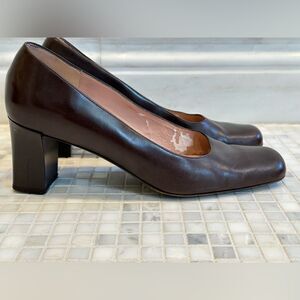 Ann Taylor Brown Leather Block Heels